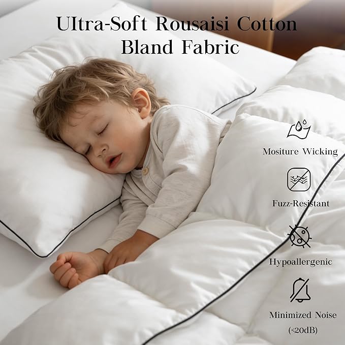 Feather Down Fiber Comforter Twin Size,Premium Ultra-Soft Breathable Comforter High Fill Power Grey Duvet Insert,All Season Hotel Luxury Bedding Comforters (White/All Season, Oversized King)