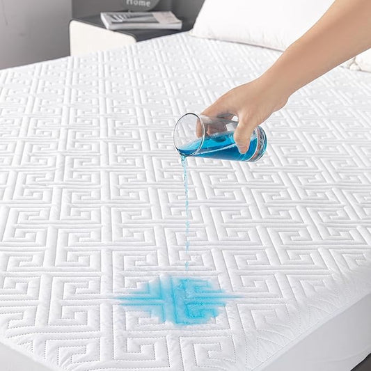 Waterproof Mattress Protector Twin Size,IPX5 Quilted Bed Mattress Cover 325GSM,6"-18''Deep Pocket Fitted Sheet,Ultra-Soft Noiseless Breathable Mattress Pad Cover,Vinyl Free Machine Washable
