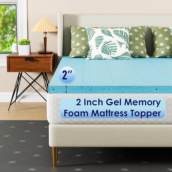 PayLessHere 2 Inch Gel Memory Foam Mattress Topper/Gel Infused Mattress Topper/CertiPUR-US Certified/Easy to Clean, (King)