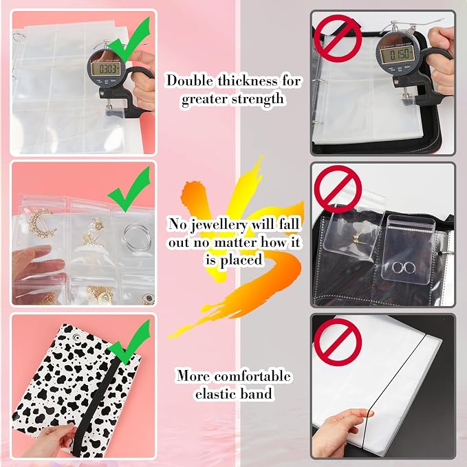 17Dec Large Transparent Jewelry Storage Book with 300 Pockets and 150 Jewelry Pouches,Travel Jewelry Organizer and Storage,Jewelry Binder Organizer for Earring,Bracelet,Necklace - Image 7