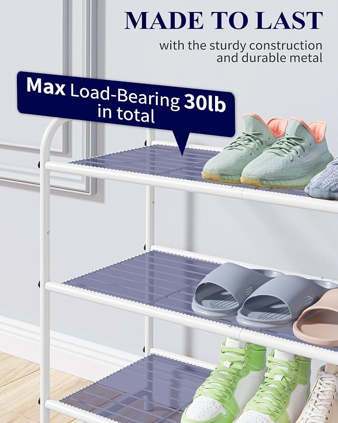 Kitsure Shoe Rack - Stainless Steel Shoe Organizer, Sturdy Shoe Rack for Closet and Front Door Entrance, Free Standing Shoe Shelf, Closet Organizers and Storage, 25.6" Wide - 3 Tier, White - Image 3