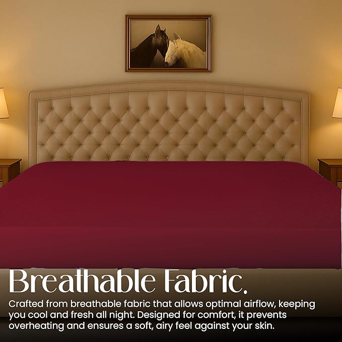 SGI bedding Waterproof Florida King 80" x 108" Extra Large Bed Mattress Pad Cover, 18" Deep Pocket, Soft Noiseless & Breathable Fitted Sheet Style Mattress Protector – Burgundy