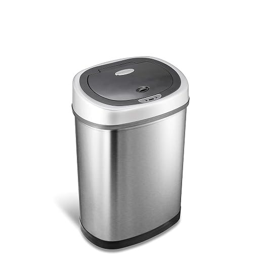 Ninestars DZT-42-9 Automatic Touchless Infrared Motion Sensor Trash Can, 11 Gal 42L, Stainless Steel Base (Oval, Silver/Black Lid) by NINESTARS
