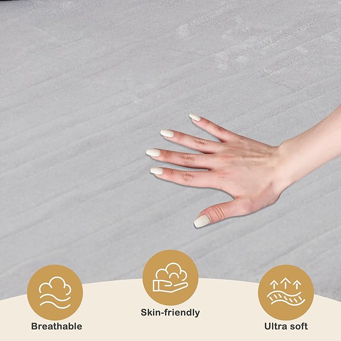 Electric Mattress Pad King Size 78"x80" with 10 Hours Auto Off 4 Heat Setting Dual Controller Fit Up to 15 Inch Deep Pocket, Machine Washable - Light Gray