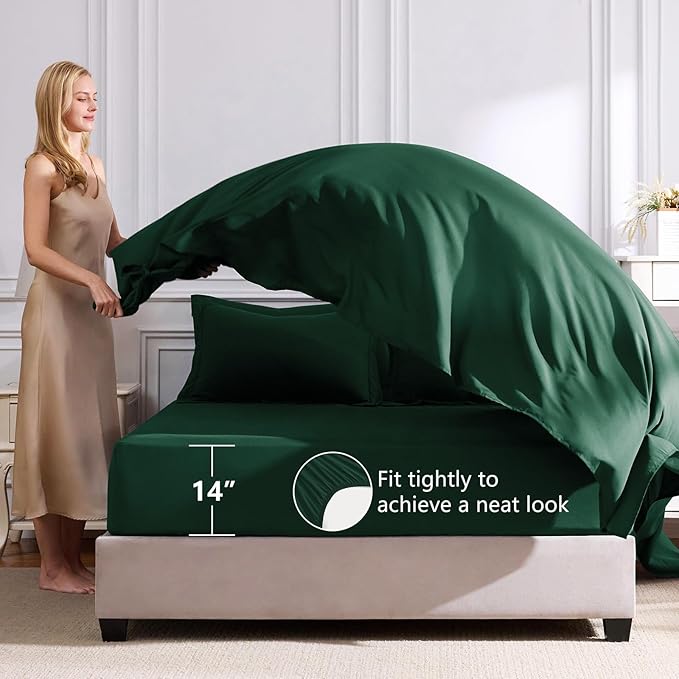 CozyLux Full Size Comforter Sets Emerald Green - 7 Pieces Bed in a Bag Full, Luxury Soft Bed Set for All Seasons, Bedding Set with Down Alternative Comforter, Sheets, Pillowcases & Shams