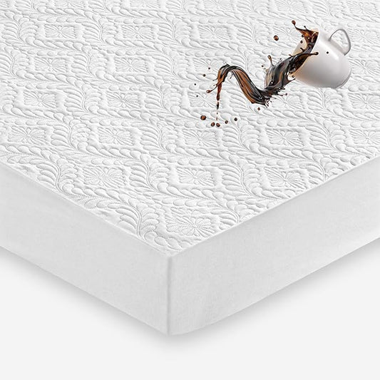 Sufdari Twin Quilted Fitted Waterproof Mattress Cover, Breathable & Noiseless Mattress Pad, Ultra Soft Bed Cover Fits Up to 8-18" Deep Pocket