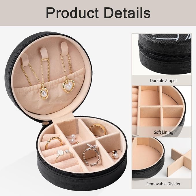 6 Pack Volleyball Mini Travel Jewelry Case Portable Black Round Volleyball Stuff Jewelry Organizer Storage Case for Team Athletes & Sports Enthusiasts Christmas Events & Milestones - Image 4
