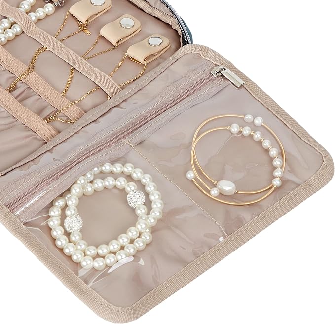 BELALIFE Travel Jewelry Organizer, Portable Jewelry Storage Case for Earrings, Rings, Necklaces, Bracelets, Lake-Blue - Image 7