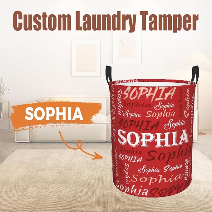 Custom Name Laundry Hamper, Personalized Laundry Basket with Name for Baby Boys Girls, Customized Collapsible Dirty Clothes Hamper Storage with Handles for Bedroom Bathroom Dorm Room Decor - Image 2