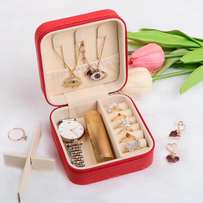 17Dec Small Travel Jewelry Case Organizer,Mini Travel Essentials for Women,Bridesmaid Gifts Birthday Gifts for Women,Small Jewelry Box for Girls 8-12 - Image 9