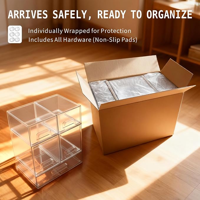 Baby Bottle Organizer, Large Capacity Stackable Acrylic Storage with Non-Slip Pads, for Baby Bottles, Pump Parts, Kitchen Countertop, Pantry, Vanity, 4-Piece - Image 7