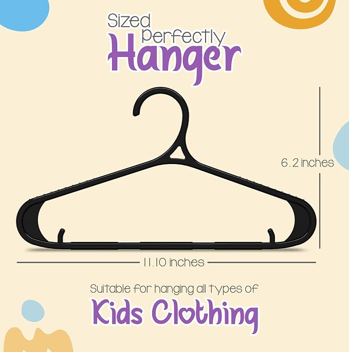Utopia Home Kids Hangers - 11 Inch Plastic Baby Hangers for Closet - Infant or Childrens Hangers for Clothes 40 Pack (Black) - Image 2