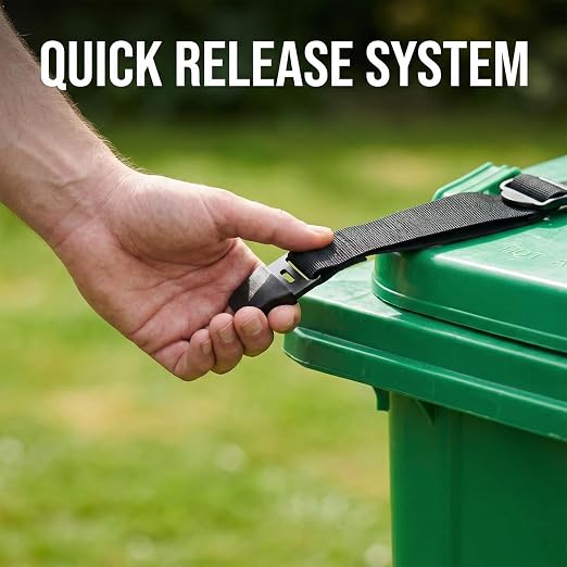 4PCS Bear Proof Trash Can Locks with Double Metal Claw - Adjustable Strap Garbage Can Locks for 28-96 Gallon Outdoor Bins, Animal Proof Against Raccoons - Image 4