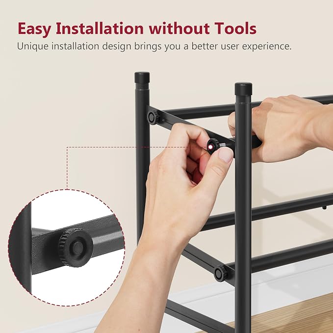 Tajsoon Expandable Shoe Rack for Closet 2 Tier, 28“-41“ Adjustable & Stackable Shoe Shelf Storage, Metal Shoe Rack Organizer for Front Door Entrance, Closet, Garage, Entryway, Black - Image 5
