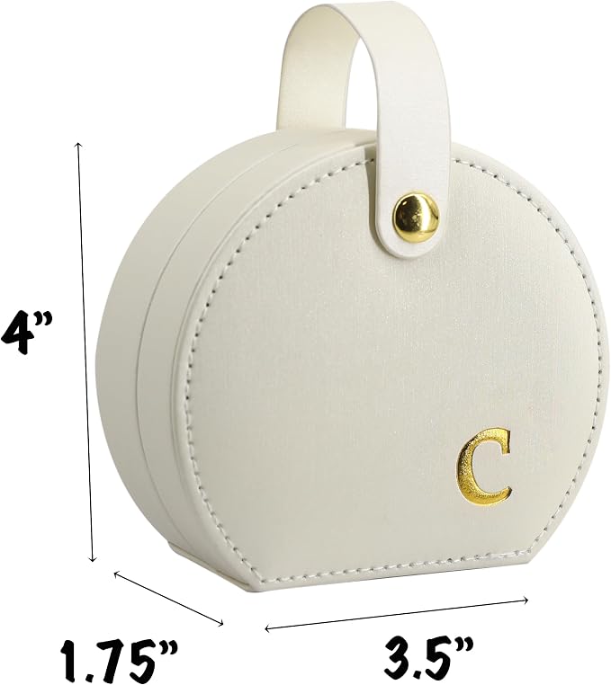 COLLECTIVE HOME - Travel Jewelry Case, Elegant Half-Moon Design with Gold Monogram, Detachable Handle, Personalized Accessory Organizer, Gift for Fashion-Forward Women and Teens (c) - Image 4