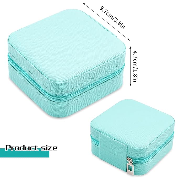 Neveika Mini Jewelry Box Leather Jewellery Ring Organizer Case Storage Gift Box Girls and Women (4pcs blue). - Image 3