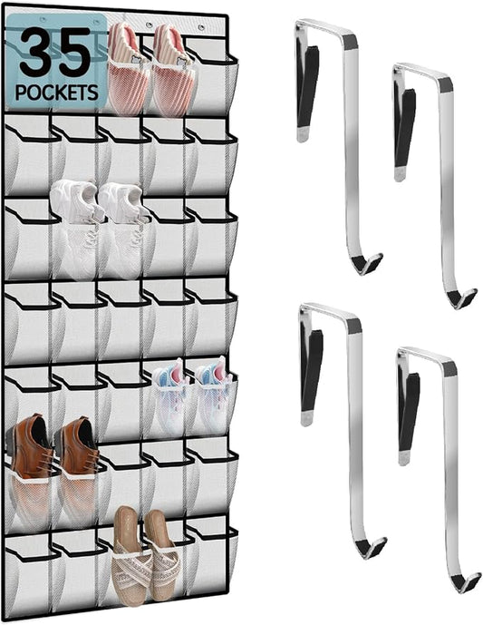 Kotkn 35 Compartment Over The Door Storage - Breathable Mesh Hanging Organizer with Large Pockets, Space Saving Design for Men & Women's Footwear, Closet, Bedroom ???White??? by Unknown
