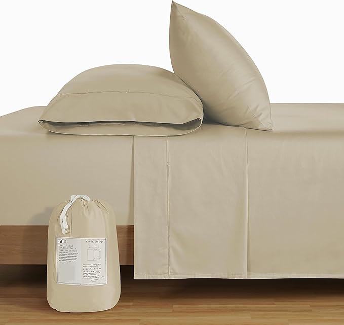 LANE LINEN Split King Sheets Set for Adjustable Beds - 5 PCs, 600 Thread Count Split King Sheets Set - Sateen King Split Sheets for Adjustable Bed - Split Top King Sheet Set for Beds - Linen
