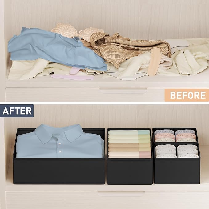 DIMJ Drawer Organizer Clothes Storage - 24 Pack Baby Dresser Organizer for Nursery, Small Fabric Closet Drawer Organizer Bins for Underwears Socks, Foldable Storage Dividers Organization for Bedroom - Image 6