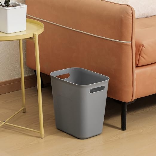 UUJOLY Plastic Trash Can Wastebasket, Garbage Container Basket for Bathrooms, Kitchens, Offices, Kids Rooms, Grey, 3.5 Gallon, 2 Pack - Image 2
