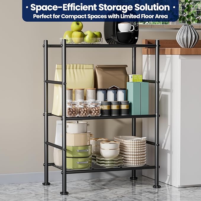 Abiglifty Storage Shelves, 3-Tier Metal Shelving, Wire Shelving with Adjustable Leveling Feet, Shelf Organizer for Bathroom, Closet, Garage - Image 5