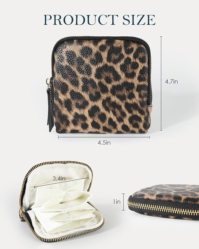 COOLYOUTH Travel Jewelry Case Organizer for Women Portable Jewelry Box with Small Pouches Mini Jewelry Bag for Rings, Bracelets, & Bangles with Smooth Metal Zipper (Brown Leopard) - Image 6