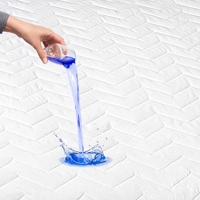 Waterguard Quilted Cotton Mattress Pad - Twin Size - Soft, Comfortable, and Fluffy Mattress Pad - Waterproof Mattress Protector Stretched 13" for Snug Fit on Regular Sized Mattress