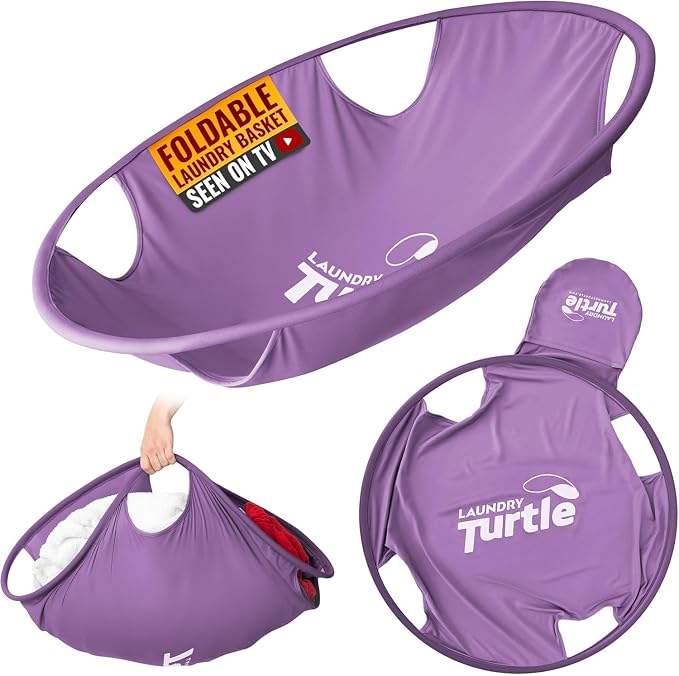 Laundry Turtle Collapsible Laundry Basket | Foldable Laundry Hamper & Collapsible Laundry Baskets | Portable Laundry Grabber for Dirty Clothes (Lavender, Small) by LaundryTurtle