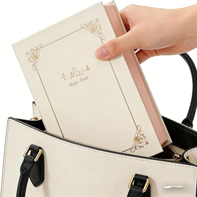 PU Leather Book Jewelry Organizer Box with Magnetic Closure, Stylish Jewelry Box for Women and Girls,Travle Jewelry Case for Rings Necklaces Earring (Ashy Pink) - Image 4