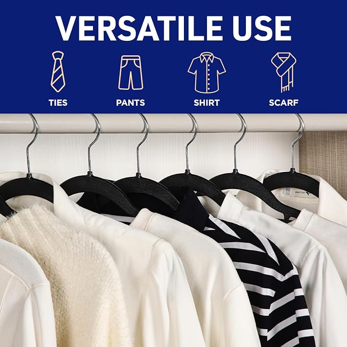 Lifemaster Versatile Clothes Hanger Set - 20 Pieces Space-Saving Dry and Wet Clothes Hanger Set with 360° Swivel Hook and Non-Slip Rubber Design - Black - Image 7