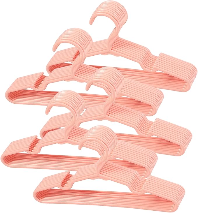 50 pcs Pink Baby Nursery Closet Hangers,Non-Slip Laundry Infant Pant Hanger for Newborn Clothes,Ultra-Thin Child Coat Hanger for Girl Boy Toddler Kids by VIIBASE