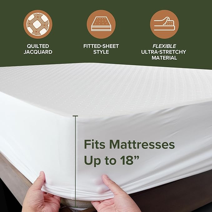Beckham Hotel Collection Mattress Protector — Hotel-Grade Viscose Blend, Silent Waterproof Protection That Preserves Mattress Feel, King