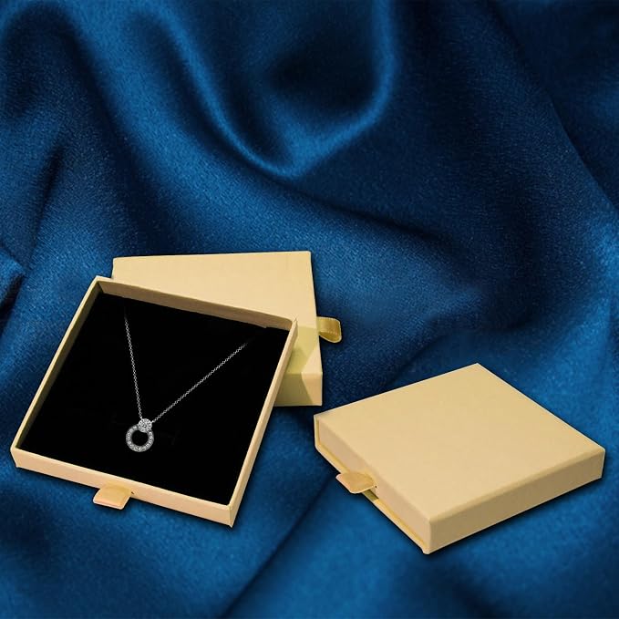 4 Pcs Jewelry Gift Box, 3.5x3.5x0.7Inch Cardboard Jewelry Boxes, Fancy Necklace Bracelet Earring Drawer Organizer Box, Kraft Empty Jewellery Boxes for Necklace Ring Earring Display Box(Kraft) - Image 4