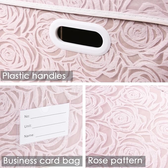 PRANDOM Extra Large Collapsible Storage Boxes with Lids Fabric Decorative Storage Bins Cubes Organizer Baskets with Cover Handles Divider for Bedroom Closet Living Room 19.7x15.7x11.6 Inch 3 Pack - Image 3