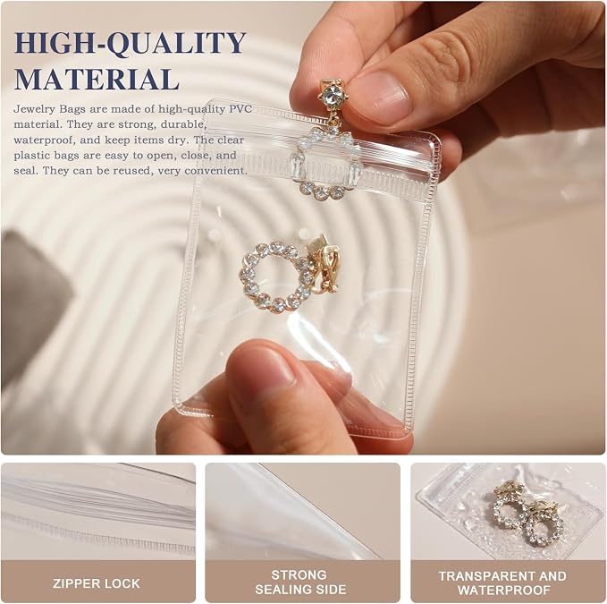 HOMEHIVE Travel Jewelry Bags, 20Pcs Clear Travel Jewelry Organizer, Portable Anti Tarnish Jewelry Storage Pouch Bag Gift for Women Girl, 20Pcs Clear Bags - Image 4