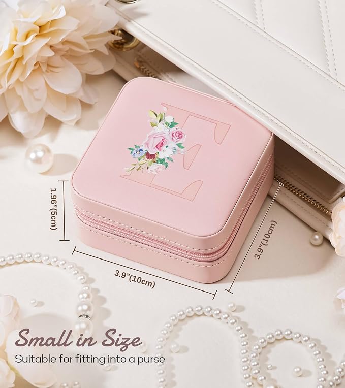 Enthralite Travel Jewelry Box for Girls: Traveling Jewelry Case Gift for Women - Mini Organizer for Necklaces Earrings Pink B - Image 3