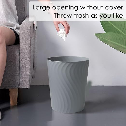 YGJT Small Trash Can, 3 Pack 1.8 Gallons Bathroom Trash Can Waste Basket, Round Garbage Can, Plastic Trash Bin for Kitchen, Dorm, Bedroom, Office, Living Room, Study, Compact Spaces(Grey) - Image 3