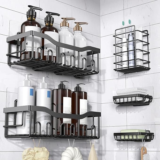 8pcs Shower Caddy Adhesive Replacement, Shower Shelves Strip Pad Organizer Sticker, Bathroom Heavy Duty Strong Sticky Wall No Drilling Transparent - Image 2