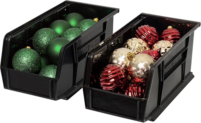 Akro-Mils 30230 AkroBins Plastic Storage Bins, Space-Saving Stackable Bins for Garage, Pantry, Craft Organization, 11" x 5" x 5", Black, 12-Pack - Image 10