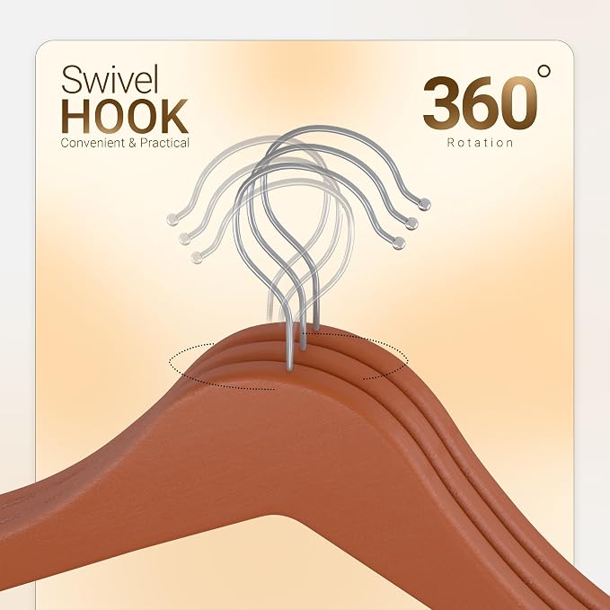 Utopia Home Premium Wooden Hangers 30 Pack - Durable & Slim Coat Hanger - Suit Hanger with 360-Degree Rotatable Hook - Wood Hangers with Shoulder Grooves (Cherry) - Image 3