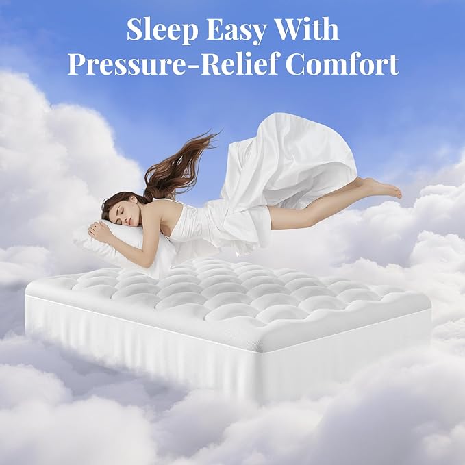 OhGeni Cooling 4 Inch Twin Size Dual Layer Mattress Topper, 2 Inch Gel Memory Foam, 2 Inch Soft Pillow Top Pad, Washable Bedroom Cover for Kids Mattresses, Extra Comfortable Sleep and Back Pain Relief