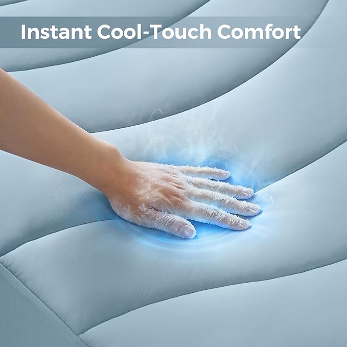 EASELAND Cooling Mattress Pad Queen Size for Hot Sleepers Pillow Top Mattress Cover Quilted Fitted Mattress Protector Breathable Mattress Topper with 8-21" Deep Pocket(60x80 Inches,Dusty Blue)