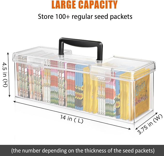 tutata Seed Packet Organizer Box Plastic Portable Seed Packet Storage Box, Seed Storage Organizer - Image 2