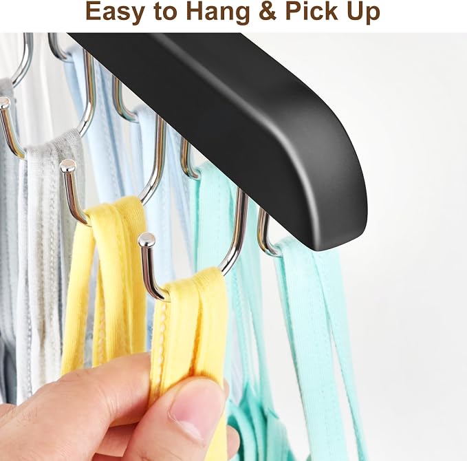 2 Pack Bra Hanger, Capacity Foldable Tank Top Hanger with 40 Hooks, Bra Hangers for Closet Organizer, Premium Wooden Space Saving Hangers Closet Organizers and Storage for Dorm & Apartment - Image 4