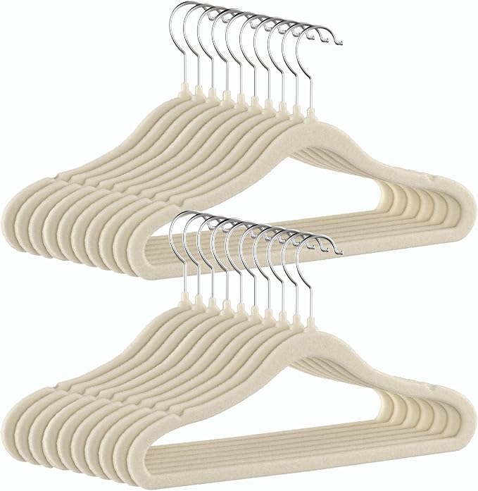 GoodtoU Kids Velvet Hangers Baby Hangers for Closet 20 Pack Non Slip Childrens Infant Hanger Beige by GoodtoU