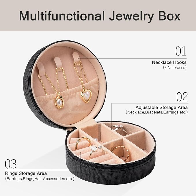 6 Pack Volleyball Mini Travel Jewelry Case Portable Black Round Volleyball Stuff Jewelry Organizer Storage Case for Team Athletes & Sports Enthusiasts Christmas Events & Milestones - Image 2