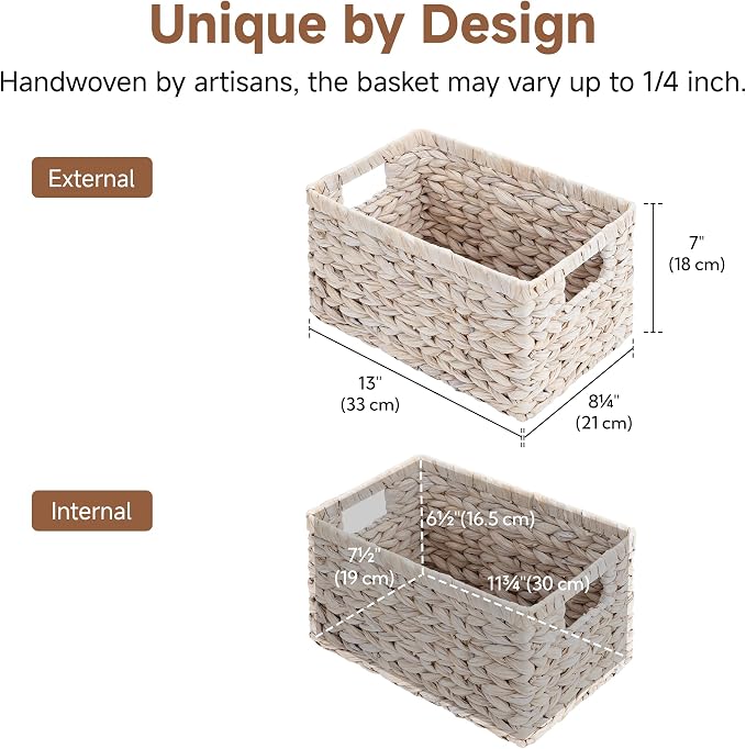 StorageWorks Pantry Baskets, Wicker Storage Baskets for Organizing, Pantry Organizers and Storage, Water Hyacinth, Natural - Image 2