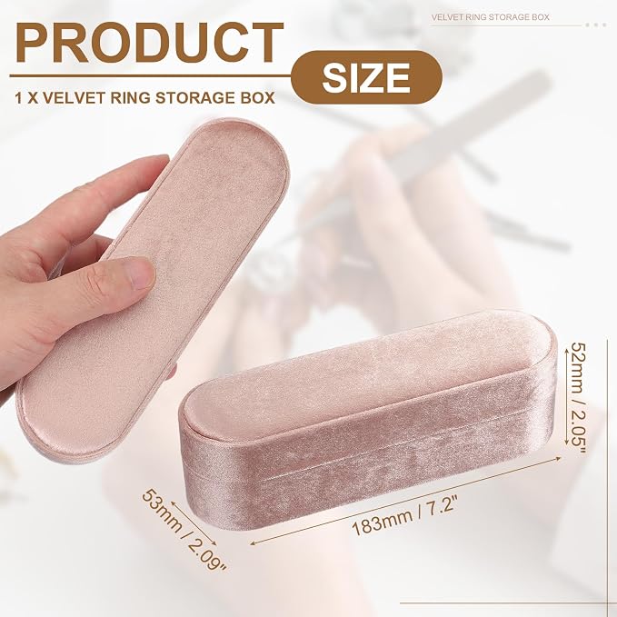 uxcell Velvet Ring Box, 11 Slots Travel Jewelry Case Ring Holder Organizer for Women Gift Proposal Christmas, Light Pink - Image 2