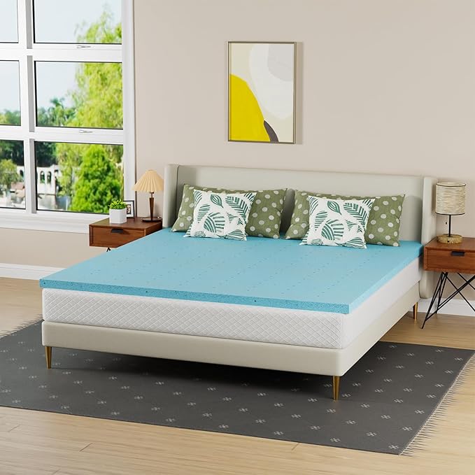 PayLessHere 2 Inch Gel Memory Foam Mattress Topper/Gel Infused Mattress Topper/CertiPUR-US Certified/Easy to Clean, (King)