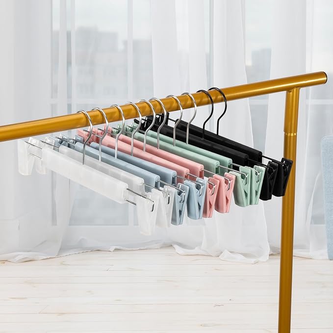 20 Pack Skirt Hangers with Adjustable Anti-Rust Clips for Pants, Skirts, Clothes Hangers, Light Blue - Image 7